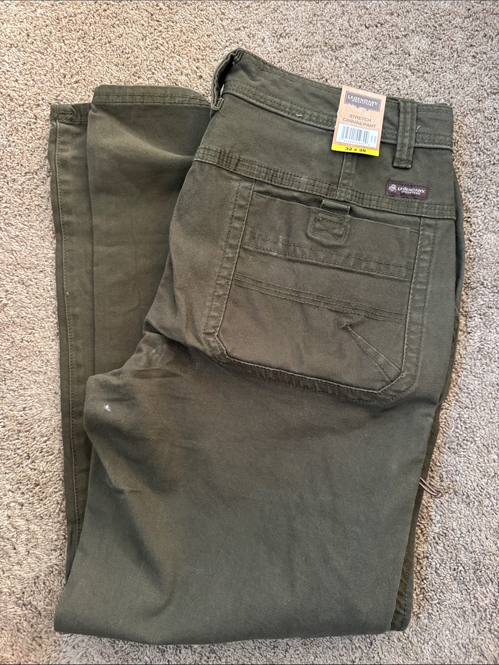 Legendary Whitetails Olive Canvas Cargo Pants - Dark Green Brown 32X30